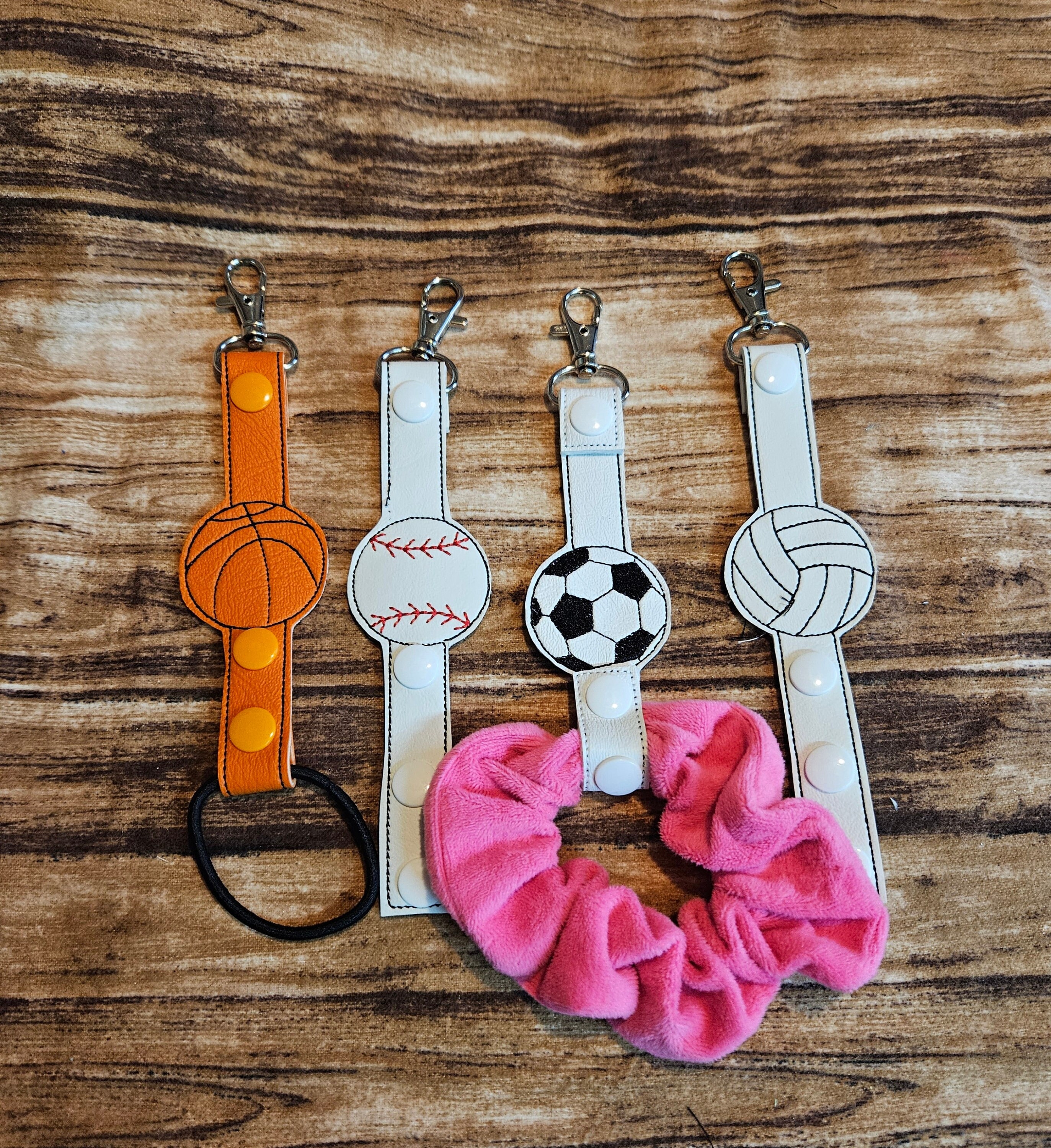 Sports Ball Hair Tie Keychain, Bag Tag That Holds Hair Tie