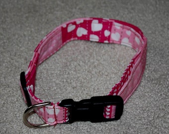 Valentine's day Dog Collar |  Soft Cotton Valentine Pet collar | Cat Valentine Collar | Dog Heart Collar | Pink Valentine Dog Collar