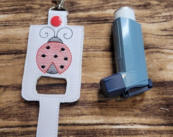 Ladybug shaped inhaler Holder Keychain, Cute lady bug Inhaler holder case key fob