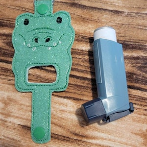 Alligator inhaler Holder Keychain, Cute croc Inhaler holder case key fob