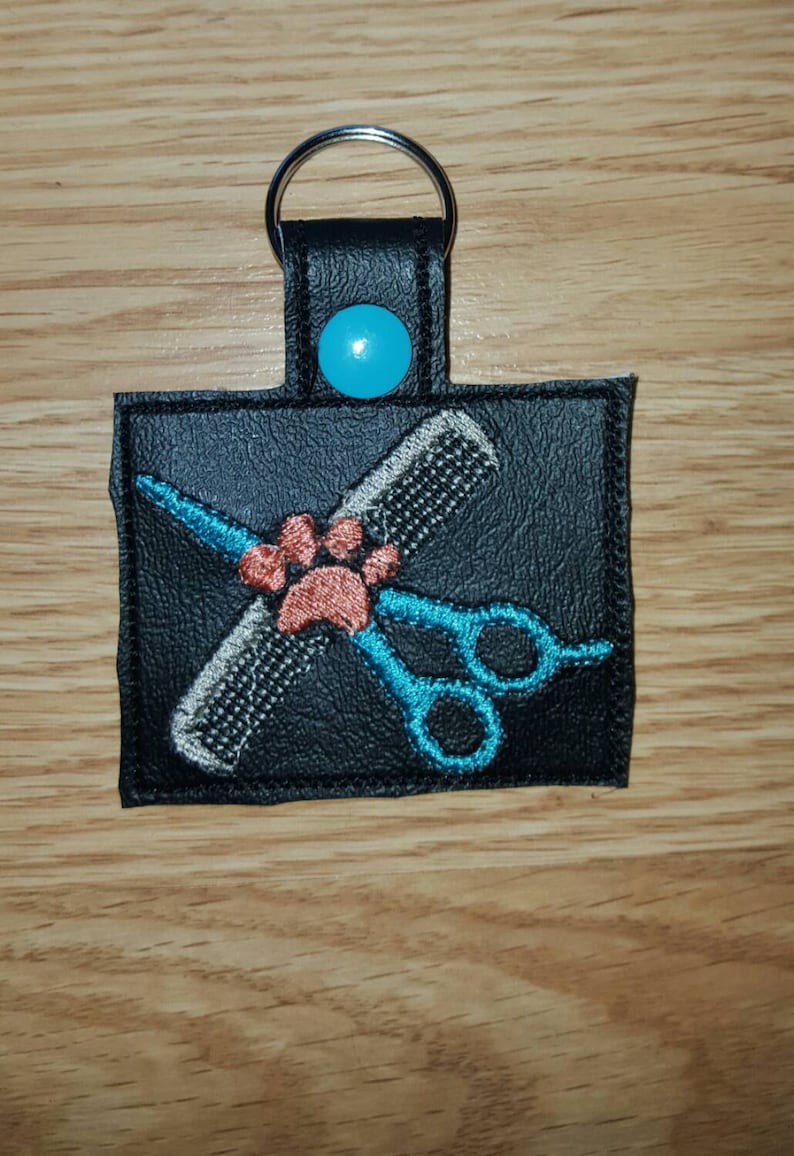 Groomer Scissors and Comb Key Fob Keychain Etsy