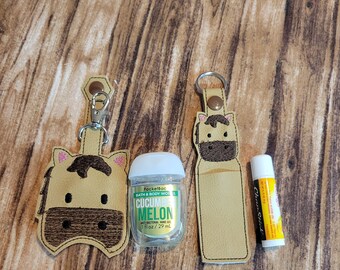 Horse Pony Sanitizer and/or Lip balm Holder Keychain case