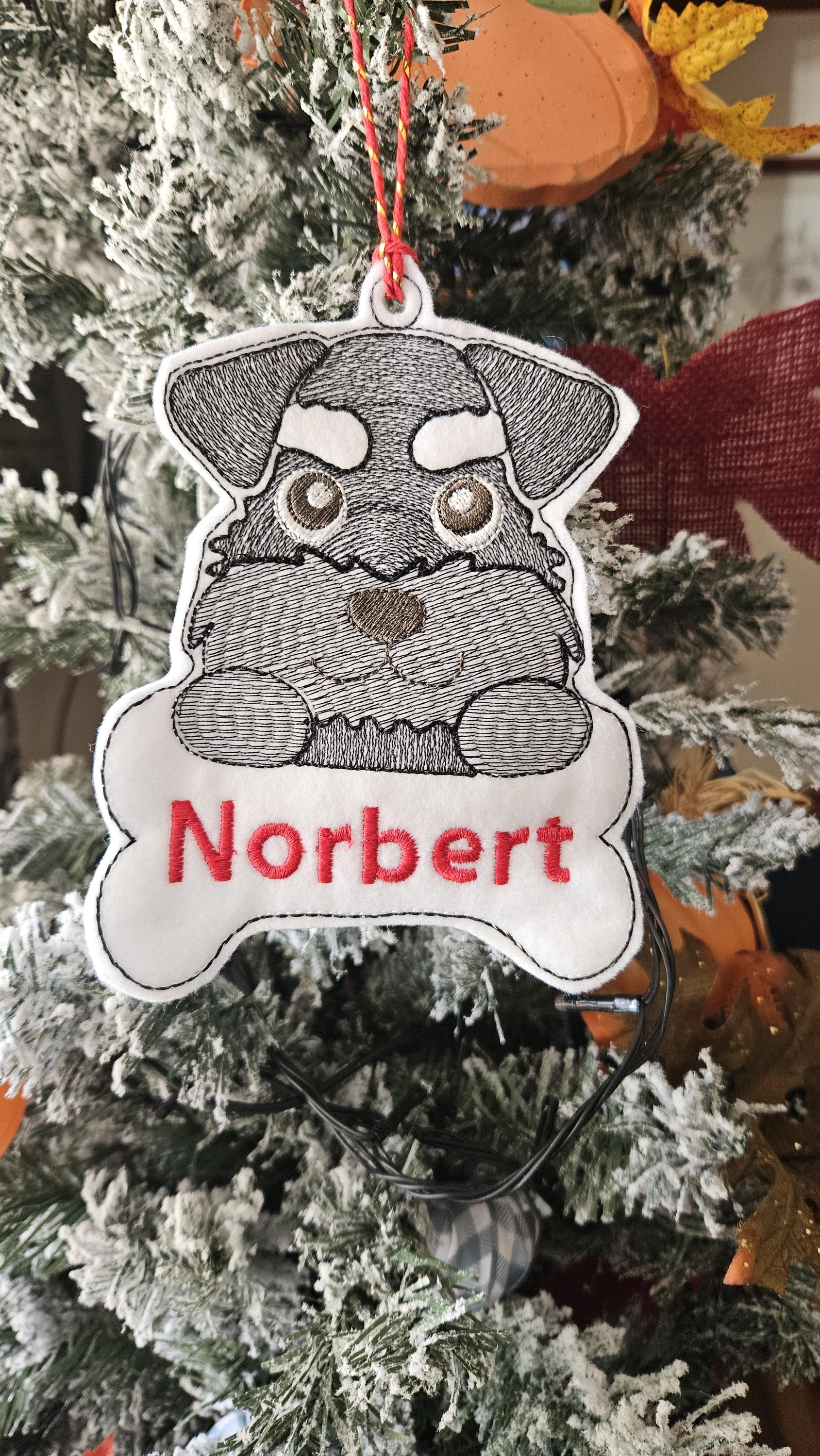Peeking Schnauzer Ornament Personalized Christmas Ornament