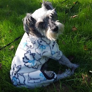 Schnauzer Print Warm Fleece Pet Pajamas Westie, Scottie Print