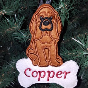 Personalized Bloodhound Dog felt Ornament