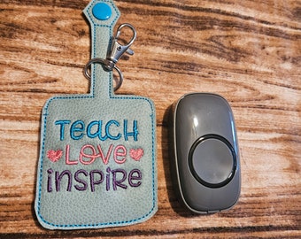 Teacher Apple Inspire Love Wireless Doorbell Holder Keychain, Doorbell Transmitter Keeper, Lanyard Accessory | School Doorbell |Teacher Gift