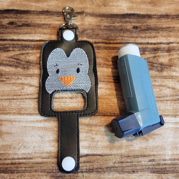 Penguin inhaler Holder Keychain, Cute winter penguin Inhaler holder case key fob