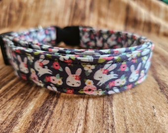 Easter Bunny dog Collar | Navy White bunnies Dog Collar | Spring Dog Collar | Easter Cat Collar |Spring Cat Collar |Cute Bunny Rabbit Collar