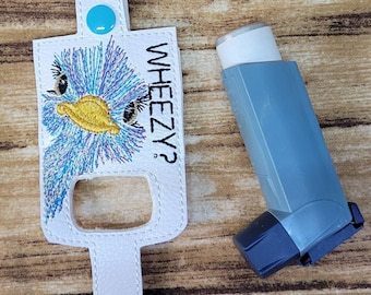 Ostrich wheezy inhaler Holder Keychain, cute Inhaler holder case key fob