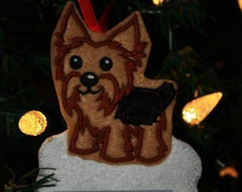 Personalized Yorkie, Yorkshire Terrier  Dog felt Ornament