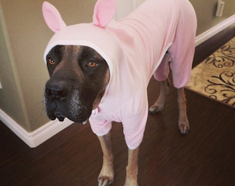 Pet Bunny Outfit Hooded Pajamas, Easter bunny costume, pink.bunny costume, dog bunny costumes, dog bunny outfit, dog bunny ears costume