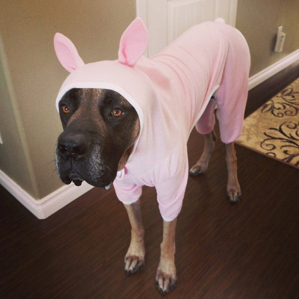 Pet Bunny Outfit Hooded Pajamas, Easter bunny costume, pink.bunny costume, dog bunny costumes, dog bunny outfit, dog bunny ears costume