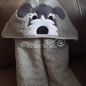 Toalla de baño con capucha de Schnauzer, regalo para perros, bata de baño para perros, toalla de baño para perros