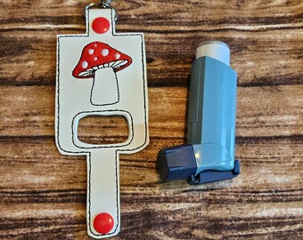 Mushroom inhaler Holder Keychain, Cute Inhaler holder case key fob