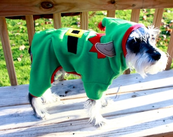 Dog Elf Pajamas, Dog Elf Costume Hooded Pajamas, dog elf costume, dog Christmas costume