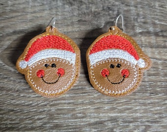 Gingerbread Santa Christmas earrings