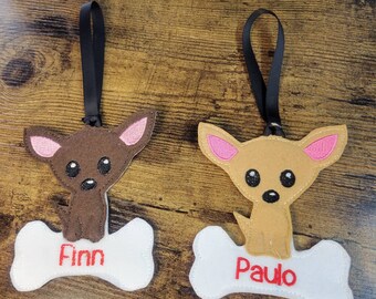 Personalized Chihuahua Dog felt Ornament