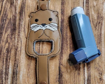 Otter inhaler Holder Keychain, Cute sea otter Inhaler holder case key fob