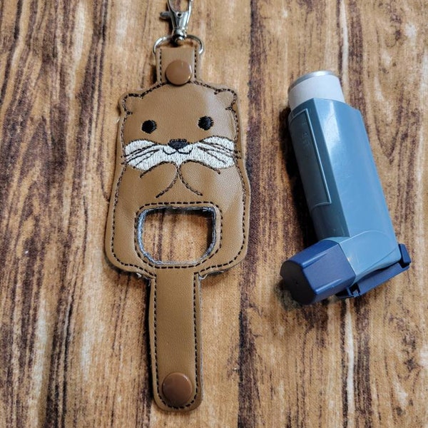 Otter inhaler Holder Keychain, Cute sea otter Inhaler holder case key fob