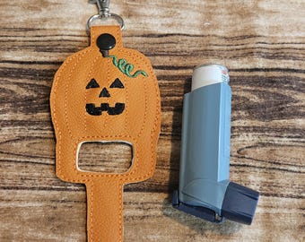 Jack o Lantern inhaler Holder Keychain, pumpkin Halloween Inhaler holder case key fob