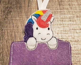 Unicorn felt Christmas Ornament, Unicorn gift personalized
