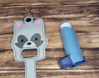 Raccoon inhaler Holder Keychain, Cute Raccoon Inhaler holder case key fob