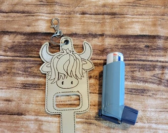 Highlands cow inhaler Holder Keychain, cow  Inhaler holder case key fob