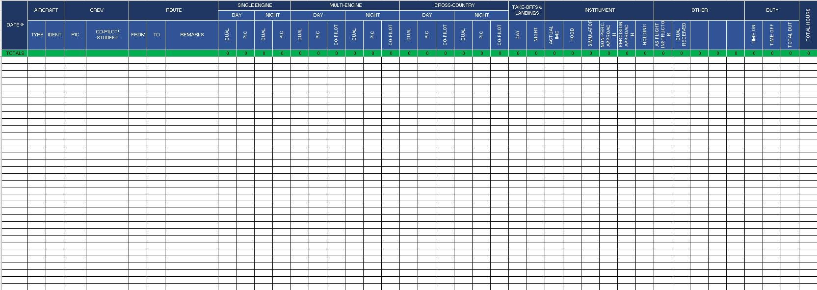 Pilot Logbook Excel - Etsy