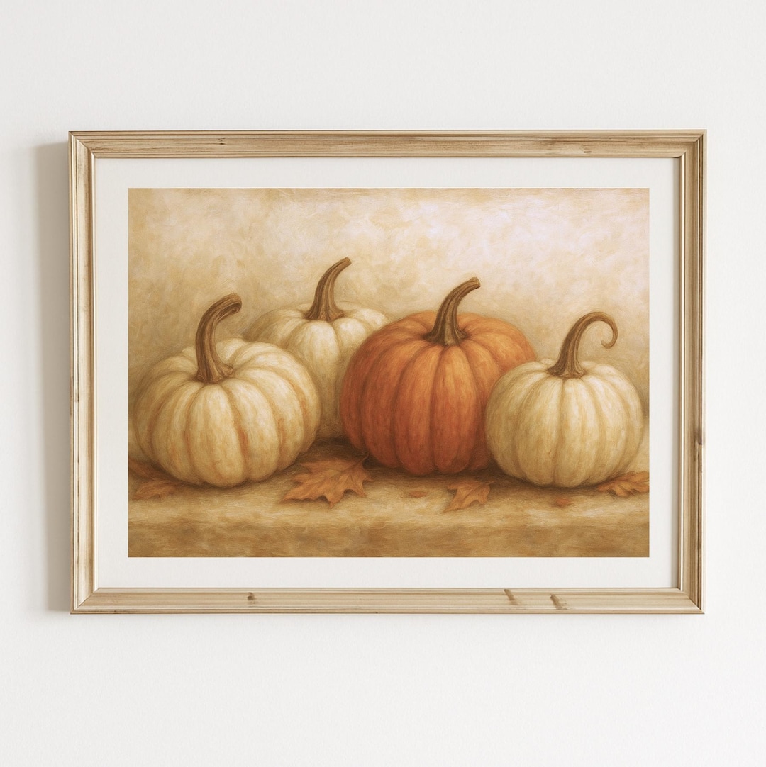 Vintage Pumpkin Still Life Art Print | Autumn Thanksgiving Decor ...