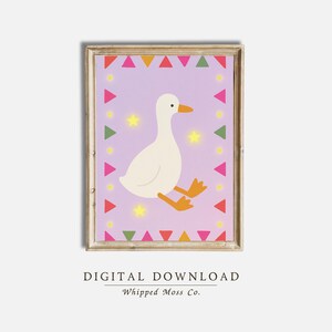 Whimsical Goose Nursery Print: Minimalist Duck Art, Pastel Decor (Digital Download)