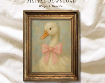Goose Nursery Art Print: Vintage Pastel Oil Painting (Digital Download PNG File)