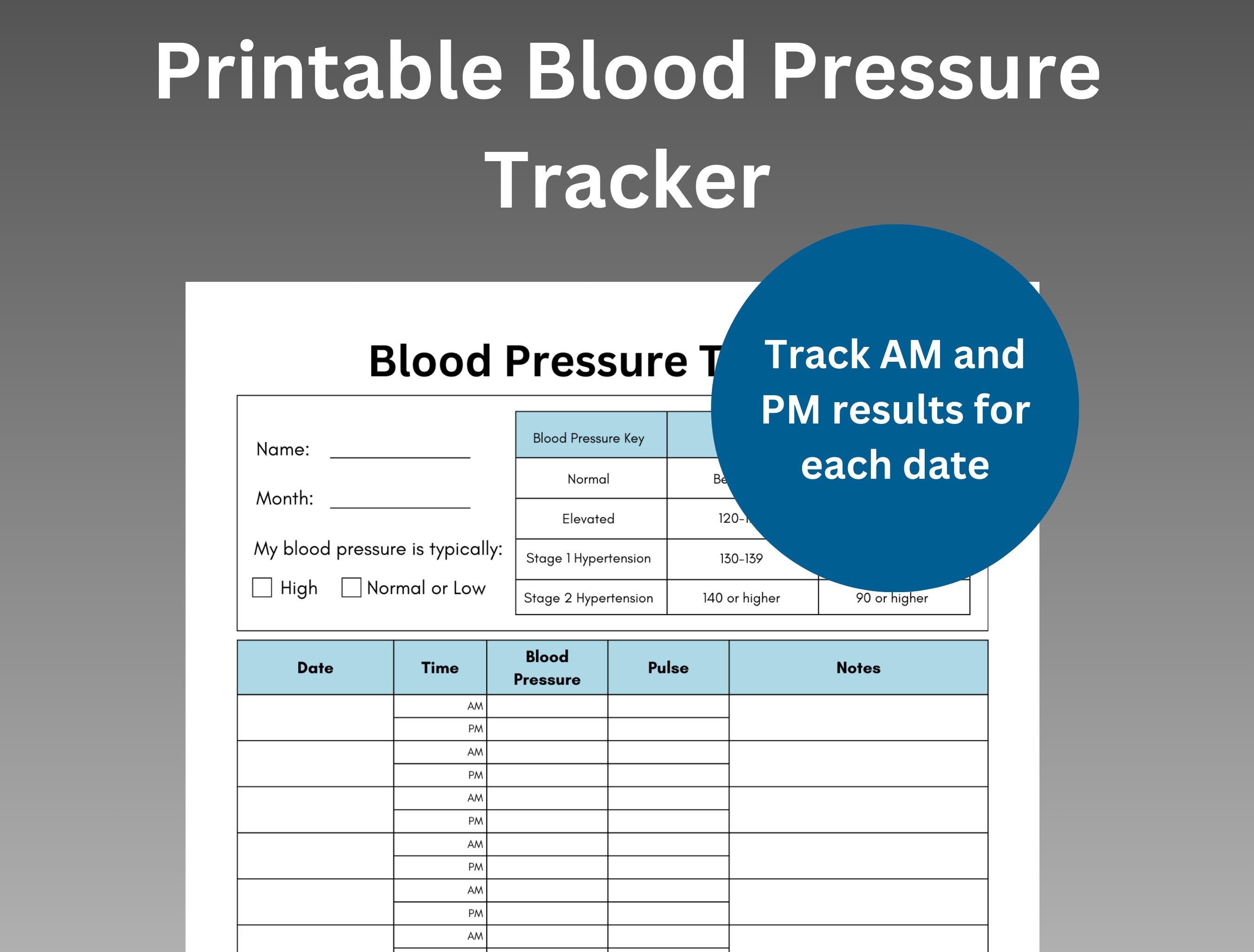 Blood Pressure Tracker Log Template Form, Medical Tracker, Blood ...