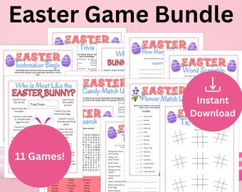 Easter Games Bundle, Easter Trivia Game, Spring Easter Trivia, Easter Printables for Adults and Kids, Easter Family Reunion Games, Holy Week