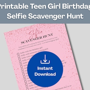 Teen Girl Birthday Selfie Scavenger Hunt | Printable Party Game for Teens | Fun Phone Challenge | Instant Download | Sleepover Activity