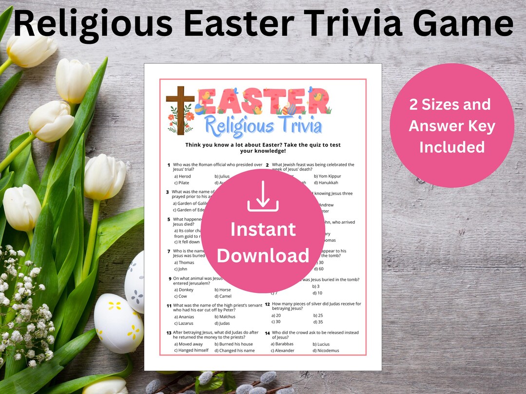 Easter Religious Trivia Game, Holy Week Trivia Game, Spring Easter ...