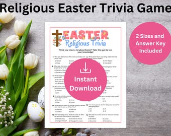Easter Religious Trivia Game, Holy Week Trivia Game, Spring Easter Trivia Quiz, Palm Sunday Good Friday Activity, Sunday School Easter Game