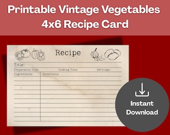 Printable Vintage Recipe Card | Antique Kitchen Style (Digital Download)