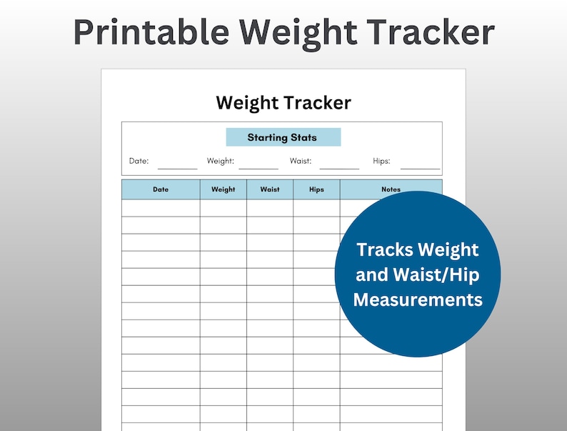 Printable Weight Tracker, Fitness Progress Log (digital Download) - Etsy