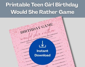 Juego de cumpleaños para adolescentes "¿Qué prefiere ella?" / Rompehielos imprimible (Descarga instantánea)