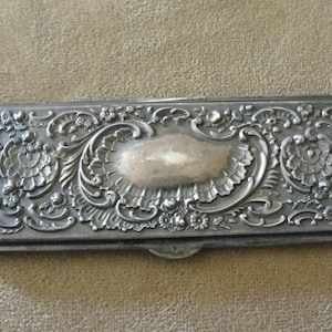 Victorian Sterling Silver Repousse Stamp Case