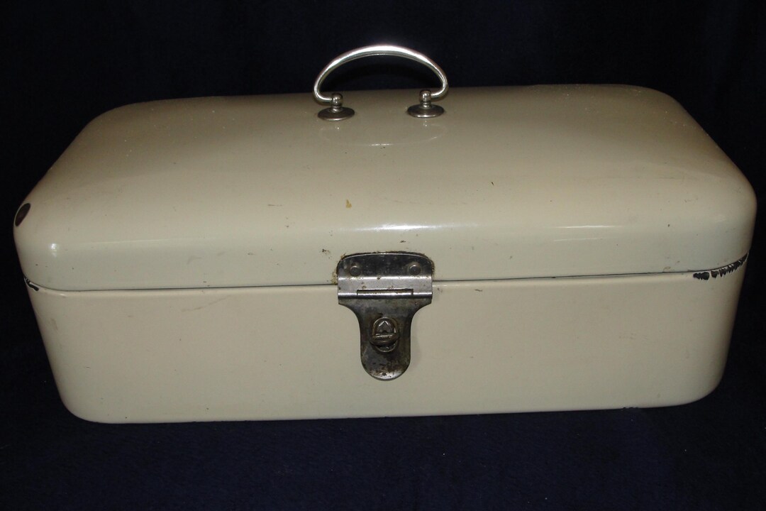 1940年代のヴィンテージ エナメル蓋付きブレッドボックス/ビン - Etsy 日本