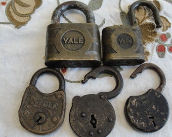 Lot of 5 Antique Padlocks