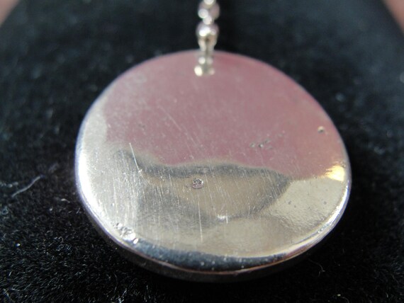 Sterling Silver Disk Necklace - Signed - image 2