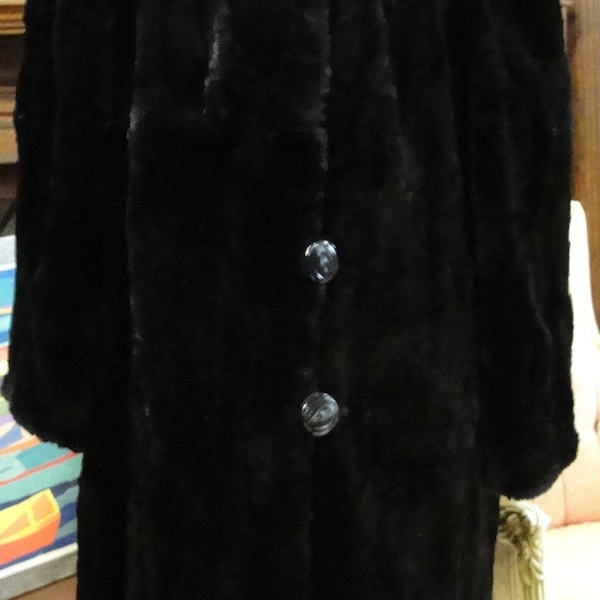 Depression Era Pappas Furriers Full Length Sheared Black Mink Coat
