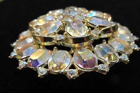 Vintage Trifari Crown Arora Borealis Rhinestone B… - image 3