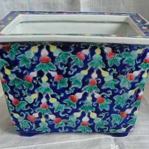 Antique Hand Painted Floral Porcelain Cachepot