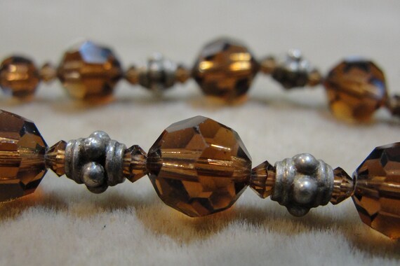 Vintage Art Glass Faceted Amber Glass and Silver … - image 5