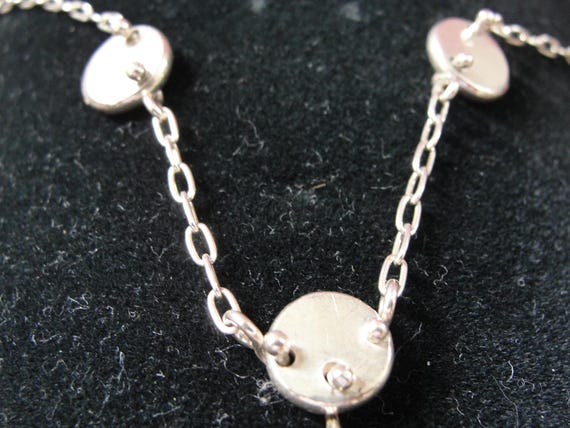 Sterling Silver Disk Necklace - Signed - image 3