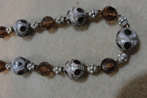 Vintage Art Glass Faceted Amber Glass and Silver … - image 7