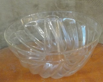 Vintage 1950's Bundt Cake Pan Clear Glass Jena er Glas Mainz Jello Mold Pan Dish